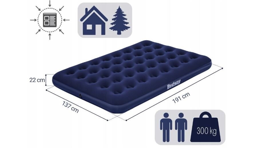 Piepūšamais dubultais matracis Bestway, 191 x 137 x 22 cm cena un informācija | Piepūšamie matrači un mēbeles | 220.lv