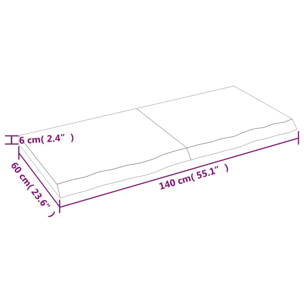 Sienas plaukts vidaXL, 140x60x6 cm, brūns cena un informācija | Plaukti | 220.lv