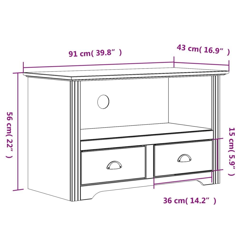 TV skapis vidaXL Bodo, 91x43x56 cm, pelēks cena un informācija | TV galdiņi | 220.lv