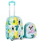 Divdaļīgs bērnu bagāžas komplekts Costway Flamingas, zils, 31 x 22 x 47-83 cm cena un informācija | Koferi, ceļojumu somas | 220.lv