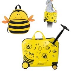 Divdaļīgs bērnu bagāžas komplekts Costway Bee, dzeltens цена и информация | Чемоданы, дорожные сумки | 220.lv