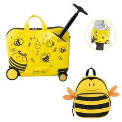 Divdaļīgs bērnu bagāžas komplekts Costway Bee, dzeltens цена и информация | Чемоданы, дорожные сумки | 220.lv