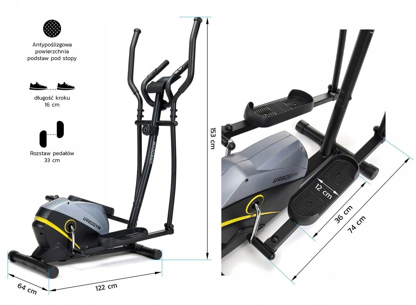 Eliptiskais trenažieris Urbogym Flow цена и информация | Eliptiskie trenažieri | 220.lv