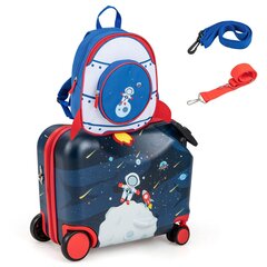 Комплект детского багажа из 2 предметов, ручная кладь + рюкзак, космонавт, Costway цена и информация | Чемоданы, дорожные сумки | 220.lv