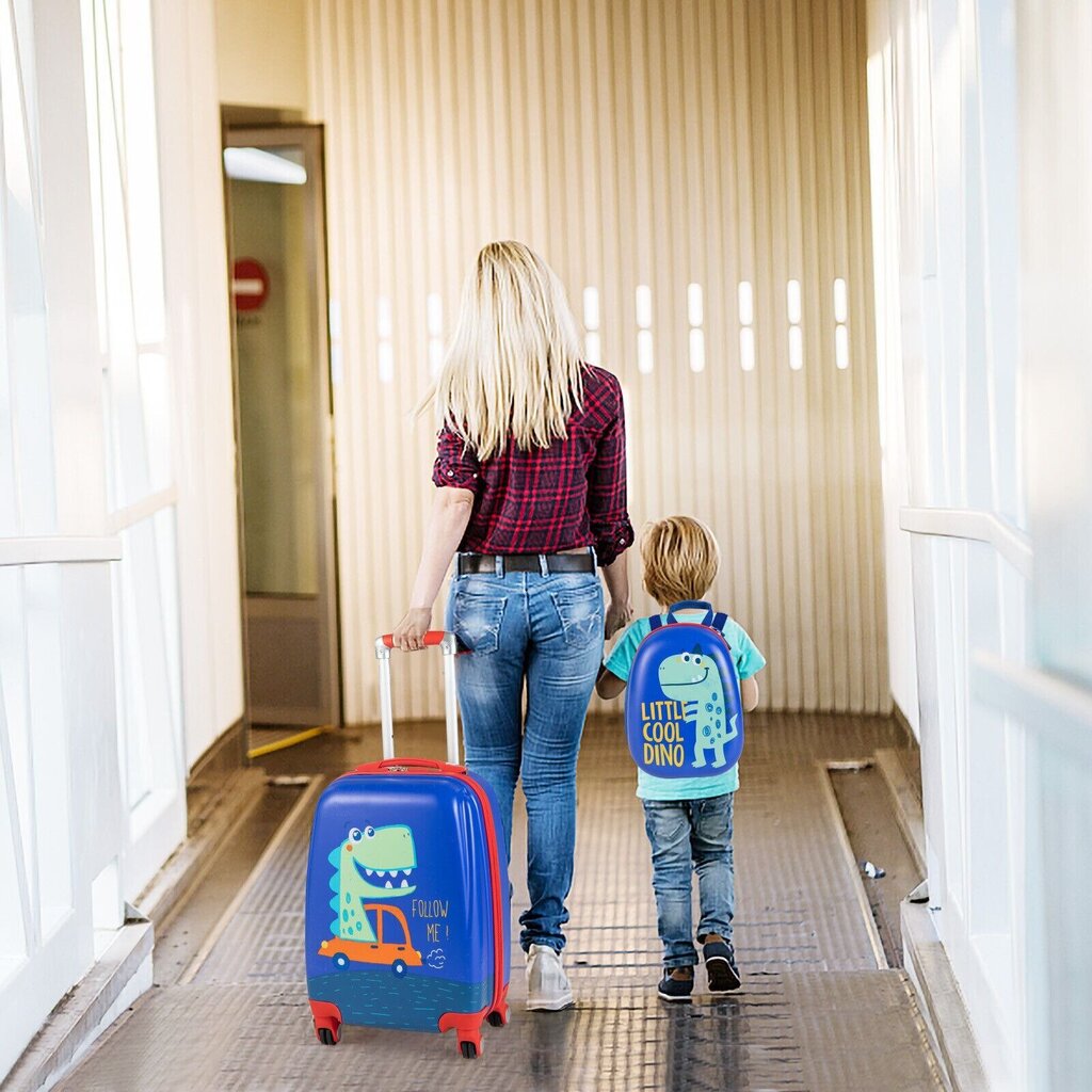 Divdaļīgs bērnu bagāžas komplekts Costway, Dragon, zils cena un informācija | Koferi, ceļojumu somas | 220.lv