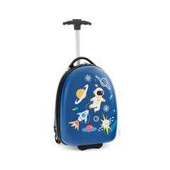 Детский чемодан с 2-х ступенчатой телескопической ручкой Costway, космонавты ,синий цена и информация | Чемоданы, дорожные сумки | 220.lv