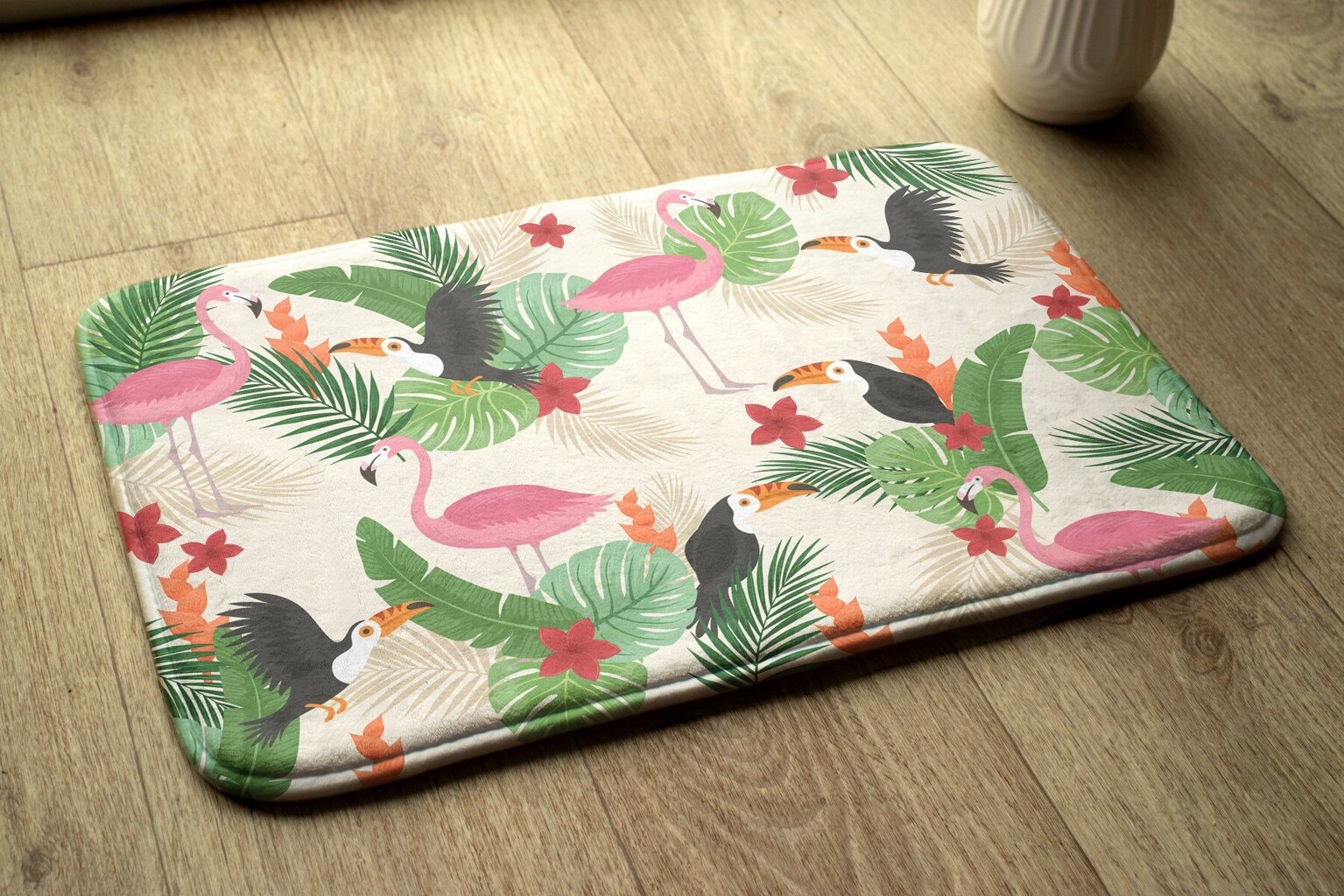 Vannas istabas paklājs Flamingo Putni, 90x60 cm cena un informācija | Vannas istabas aksesuāri | 220.lv