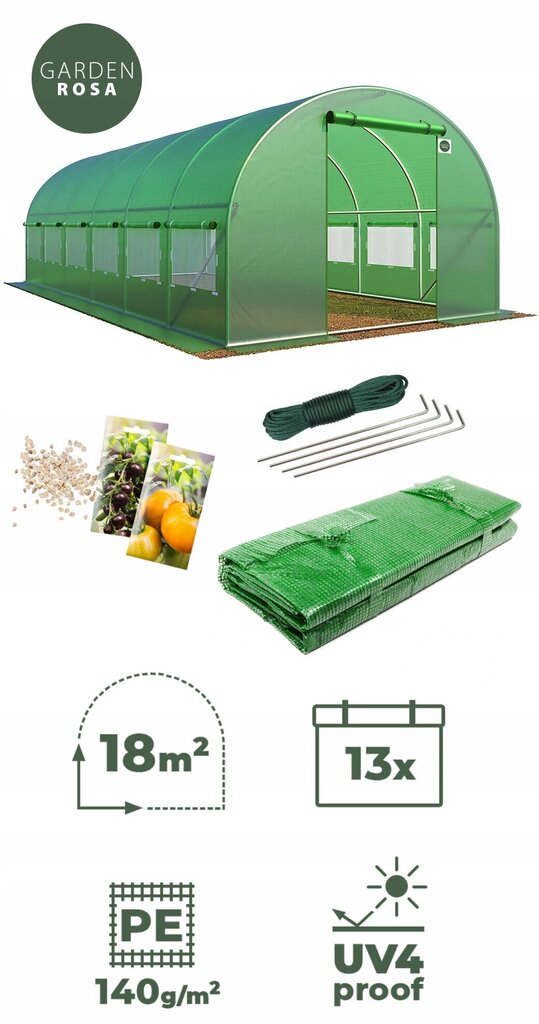 Plastmasa siltumnīca Garden Rosa, 6x3 m cena un informācija | Siltumnīcas | 220.lv