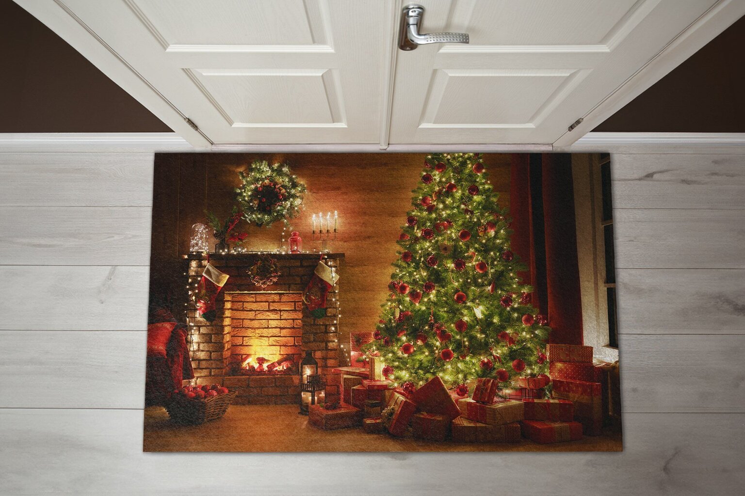 Durvju paklājs Ziemassvētku Eglīte, 150x100 cm cena un informācija | Kājslauķi | 220.lv