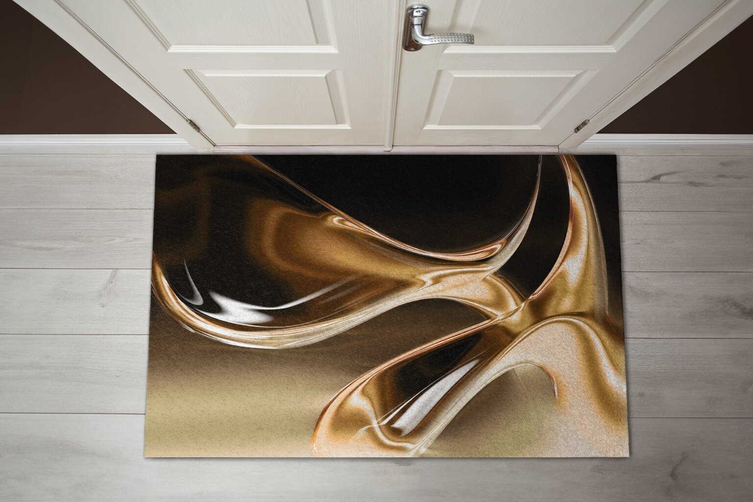Durvju paklājs Zelta Abstrakcija, 150x100 cm цена и информация | Kājslauķi | 220.lv