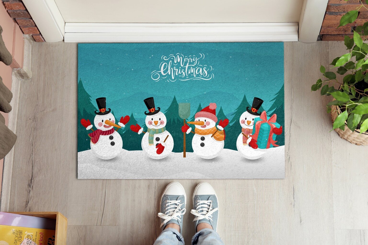 Durvju paklājs Ziemassvētku Sniegavīri, 60x40 cm cena un informācija | Kājslauķi | 220.lv