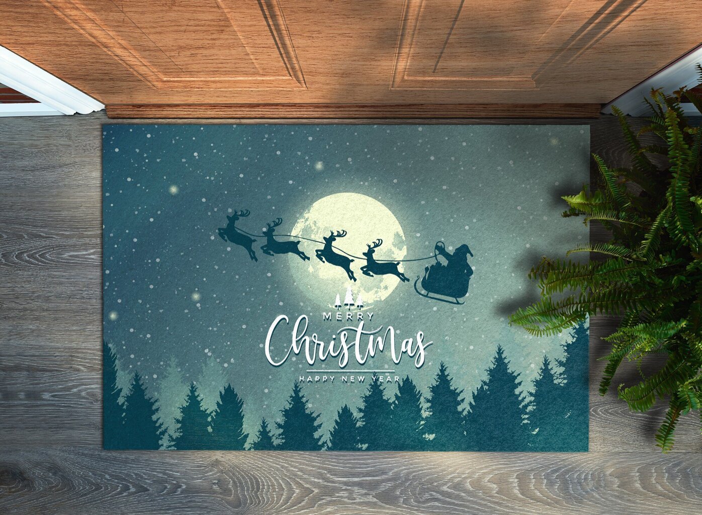 Durvju paklājs Ziemassvētku Vecītis, 60x40 cm cena un informācija | Kājslauķi | 220.lv