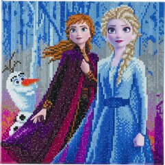Dimantu mozaīka Frozen II, Elza, Anna un Olafs, 30 cm x 30 cm cena un informācija | Dimantu mozaīkas | 220.lv