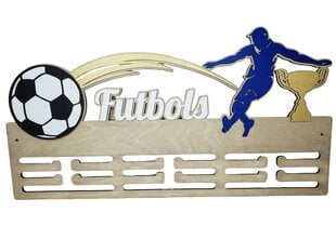 Деревянный держатель для медалей с надписью Futbols, серый цена и информация | Полки для книг и игрушек | 220.lv