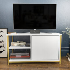 TV galdiņš Asir, 89,6x35,3x50,8 cm, zelts/balts cena un informācija | TV galdiņi | 220.lv
