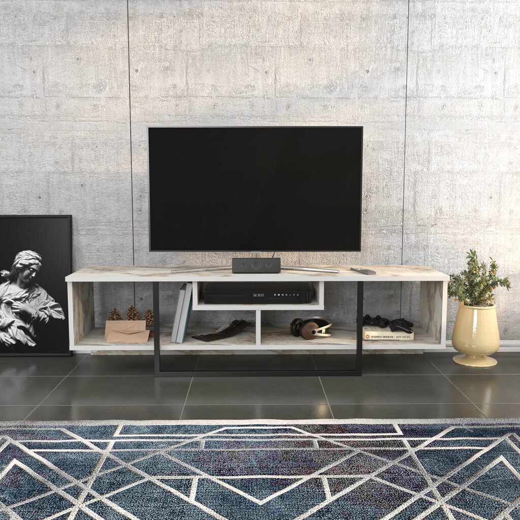 TV galdiņš Asir, 150x35,2x40 cm, melns/balts cena un informācija | TV galdiņi | 220.lv