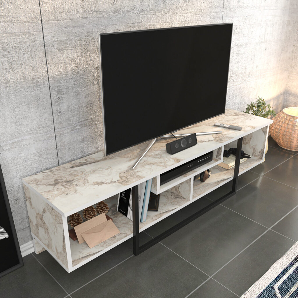 TV galdiņš Asir, 150x35,2x40 cm, melns/balts cena un informācija | TV galdiņi | 220.lv