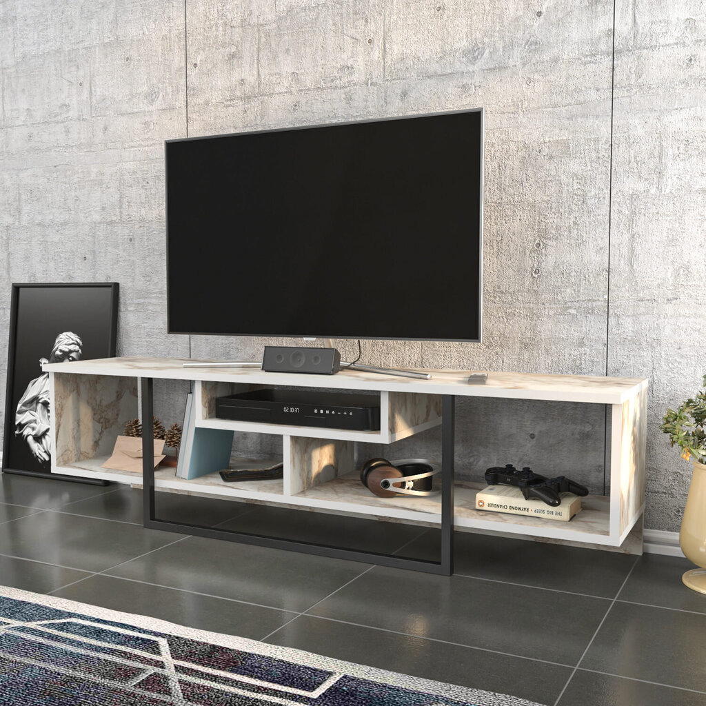 TV galdiņš Asir, 150x35,2x40 cm, melns/balts цена и информация | TV galdiņi | 220.lv