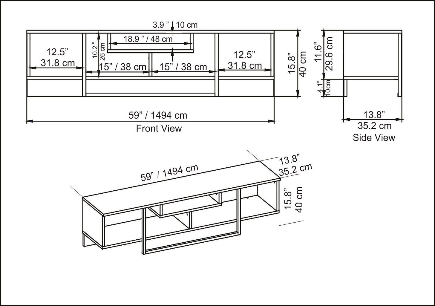 TV galdiņš Asir, 150x35,2x40 cm, melns/balts cena un informācija | TV galdiņi | 220.lv