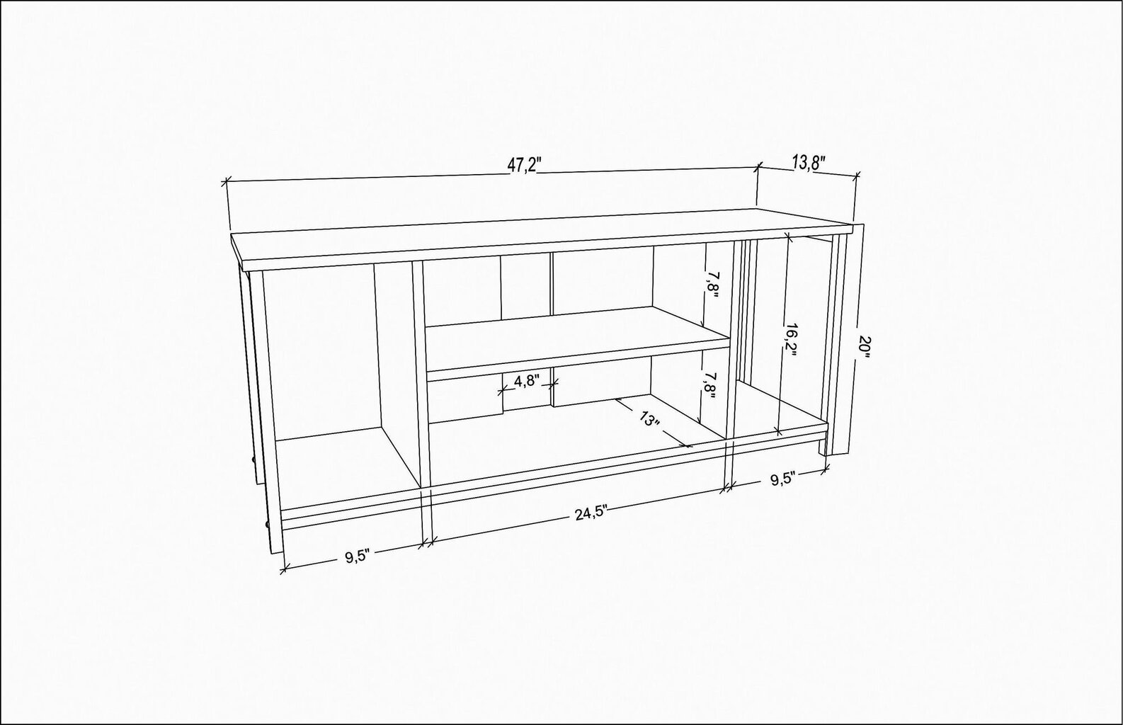 TV galdiņš Asir, 120x35x50,8 cm, pelēks/melns cena un informācija | TV galdiņi | 220.lv