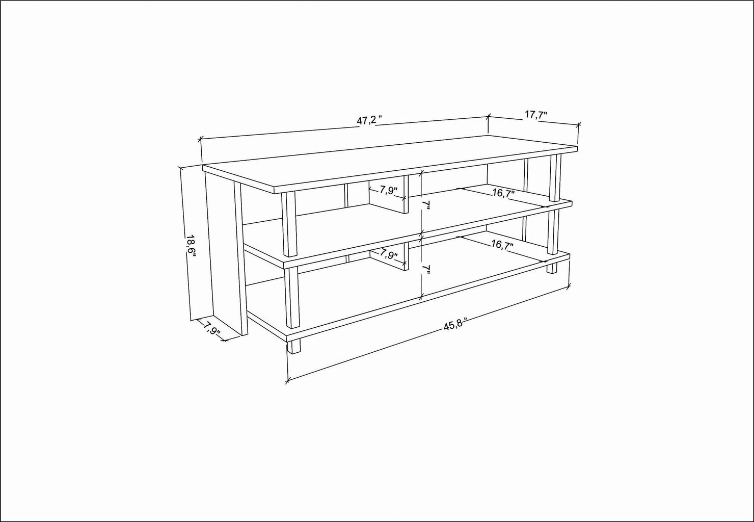 TV galdiņš Asir, 120x44,6x47,4 cm, melns/balts cena un informācija | TV galdiņi | 220.lv