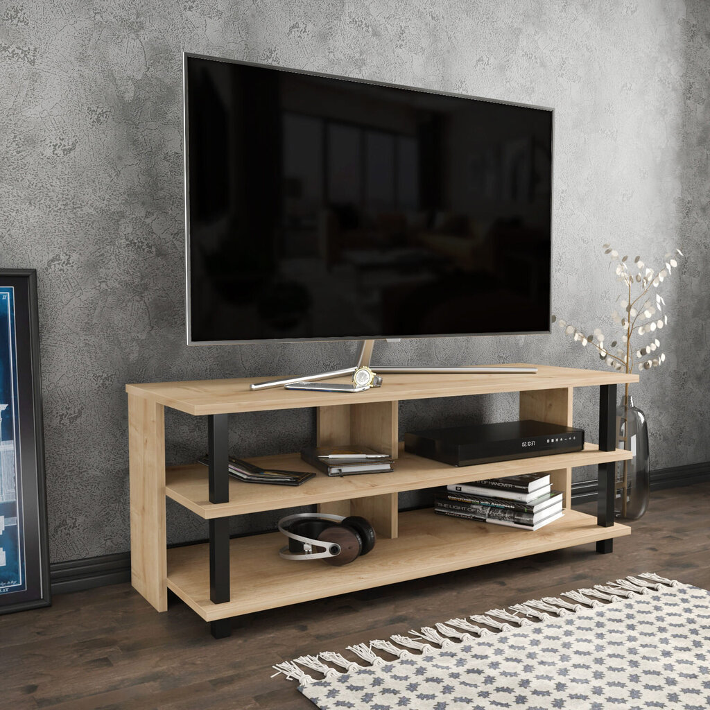 TV galdiņš Asir, 120x44,6x47,4 cm, melns/brūns cena un informācija | TV galdiņi | 220.lv