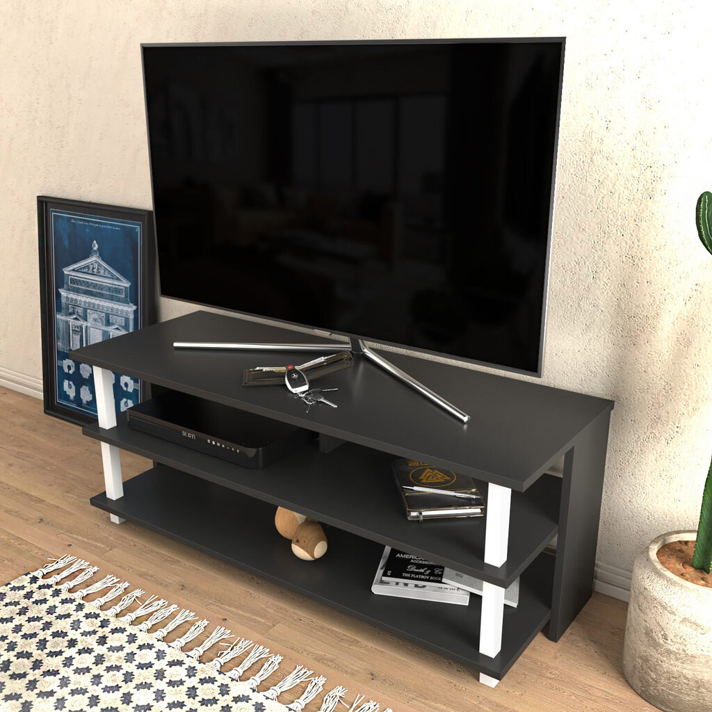 TV galdiņš Asir, 120x44,6x47,4 cm, balts/pelēks cena un informācija | TV galdiņi | 220.lv