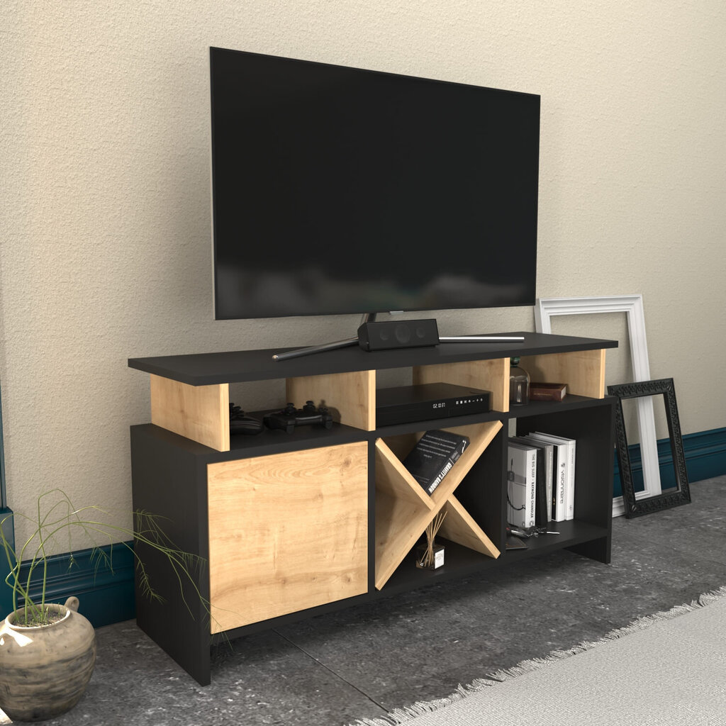 TV galdiņš Asir, 120x29,9x60,6 cm, pelēks/brūns цена и информация | TV galdiņi | 220.lv