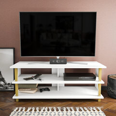 TV galdiņš Asir, 120x44,6x47,4 cm, zelts/balts cena un informācija | TV galdiņi | 220.lv