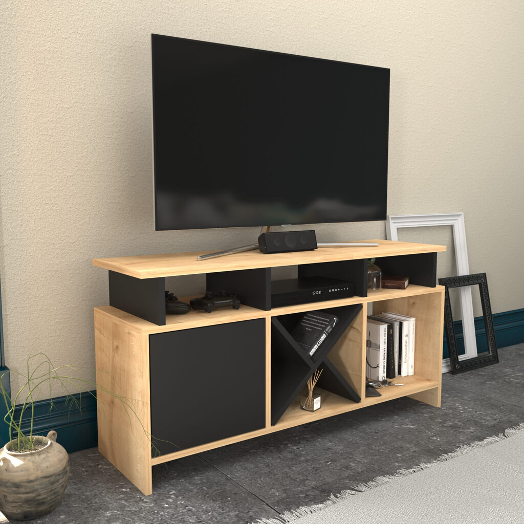 TV galdiņš Asir, 120x29,9x60,6 cm, bēšs/pelēks cena un informācija | TV galdiņi | 220.lv