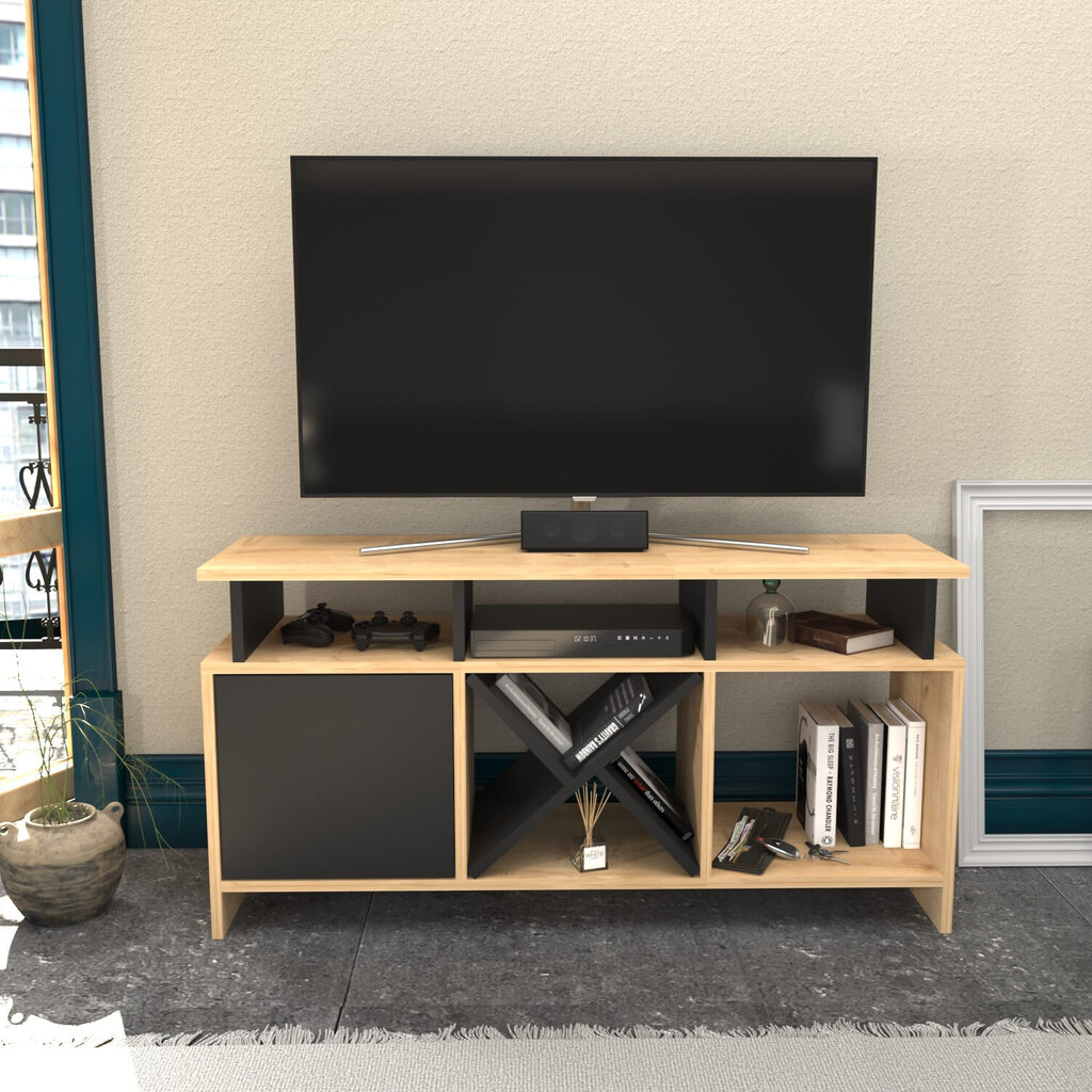 TV galdiņš Asir, 120x29,9x60,6 cm, bēšs/pelēks cena un informācija | TV galdiņi | 220.lv