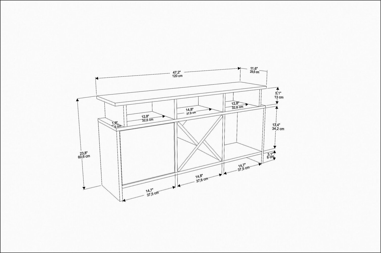 TV galdiņš Asir, 120x29,9x60,6 cm, balts/bēšs цена и информация | TV galdiņi | 220.lv