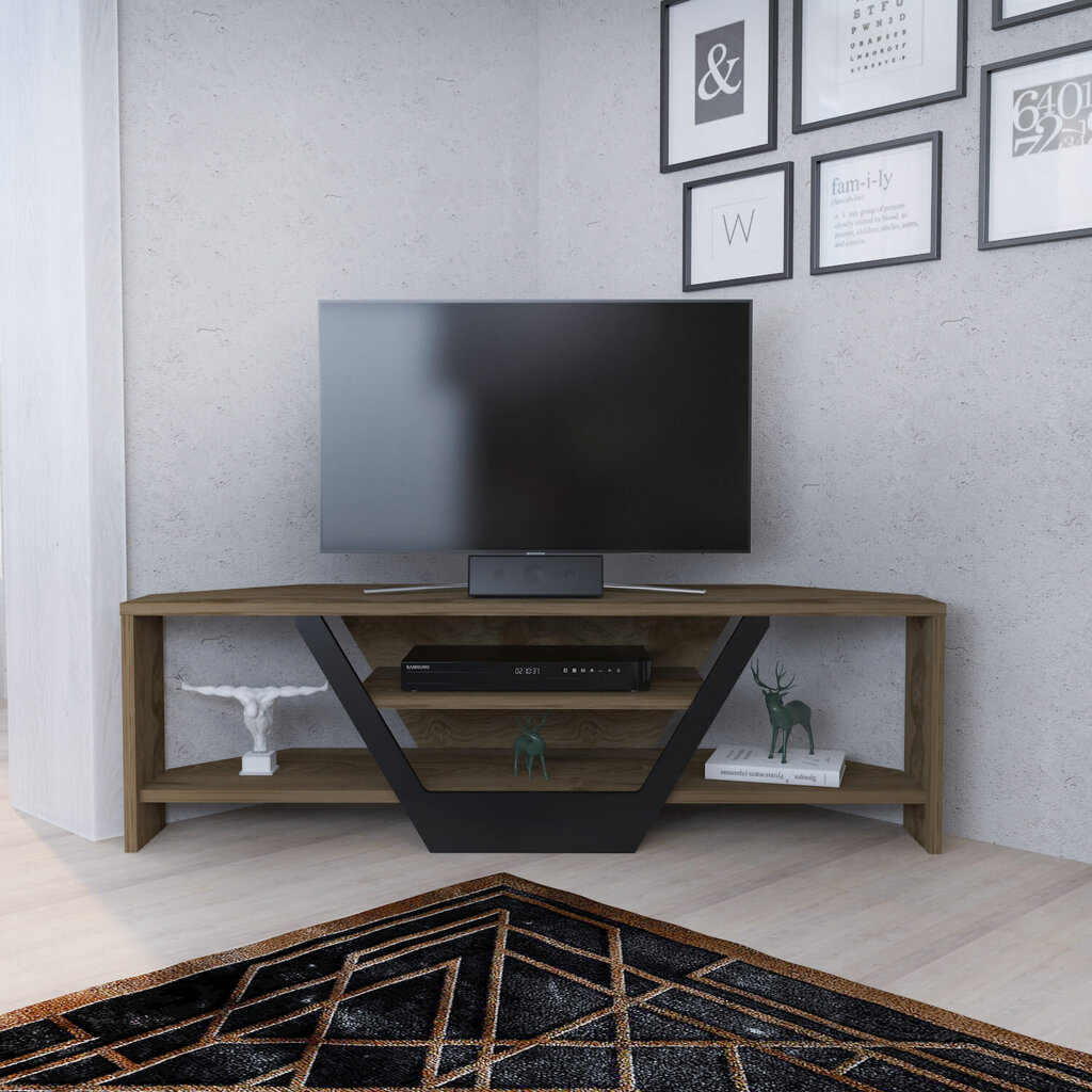 TV galdiņš Asir, 120x35x36,8 cm, tumši brūns/melns цена и информация | TV galdiņi | 220.lv