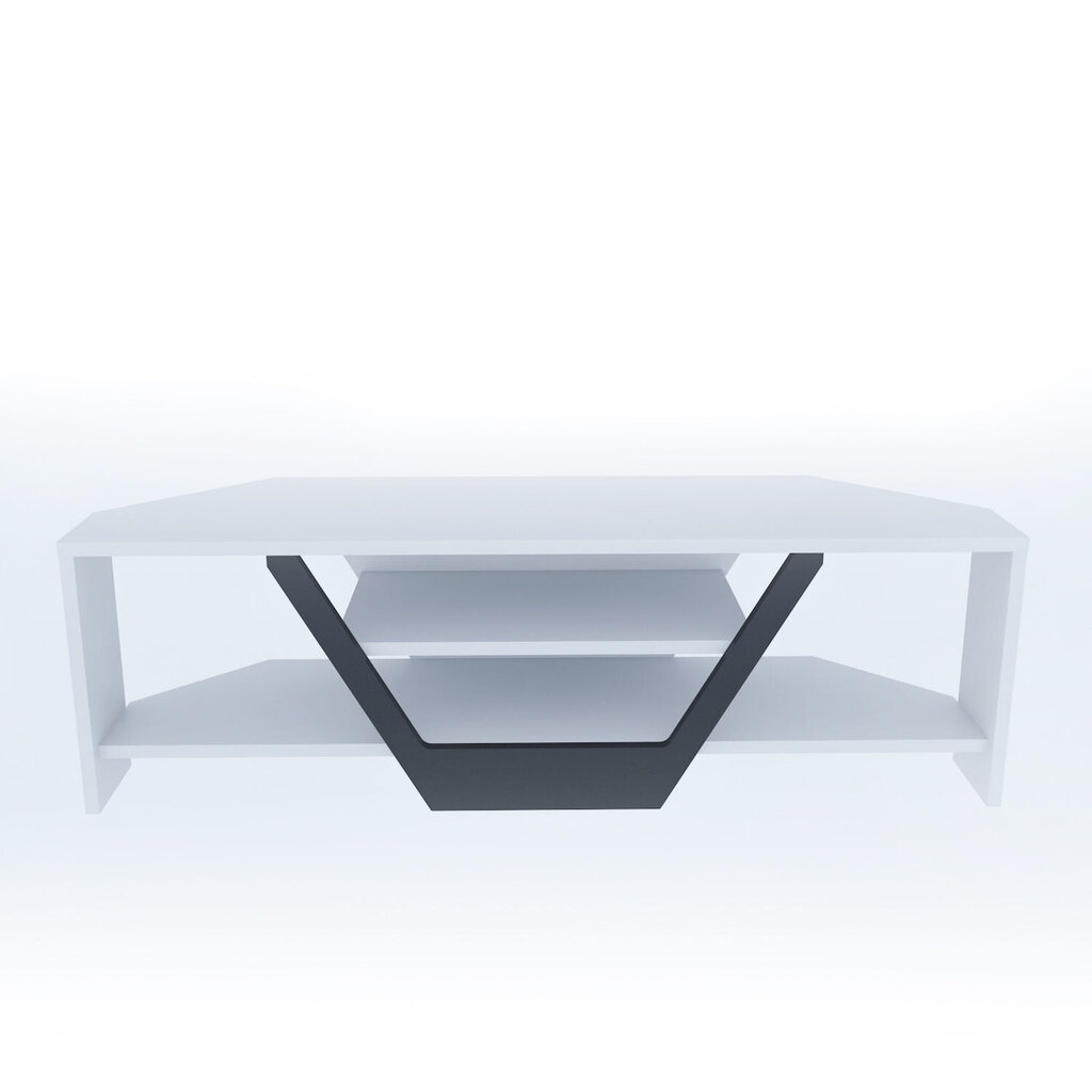 TV galdiņš Asir, 120x35x36,8 cm, balts/melns cena un informācija | TV galdiņi | 220.lv