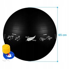 Черный мяч для упражнений Medi Sleep 65 см + инструкция и насос в подарок цена и информация | Гимнастические мячи | 220.lv