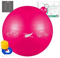 Розовый гимнастический мяч для упражнений 65 см с ножным насосом - Medi Sleep цена и информация | Гимнастические мячи | 220.lv