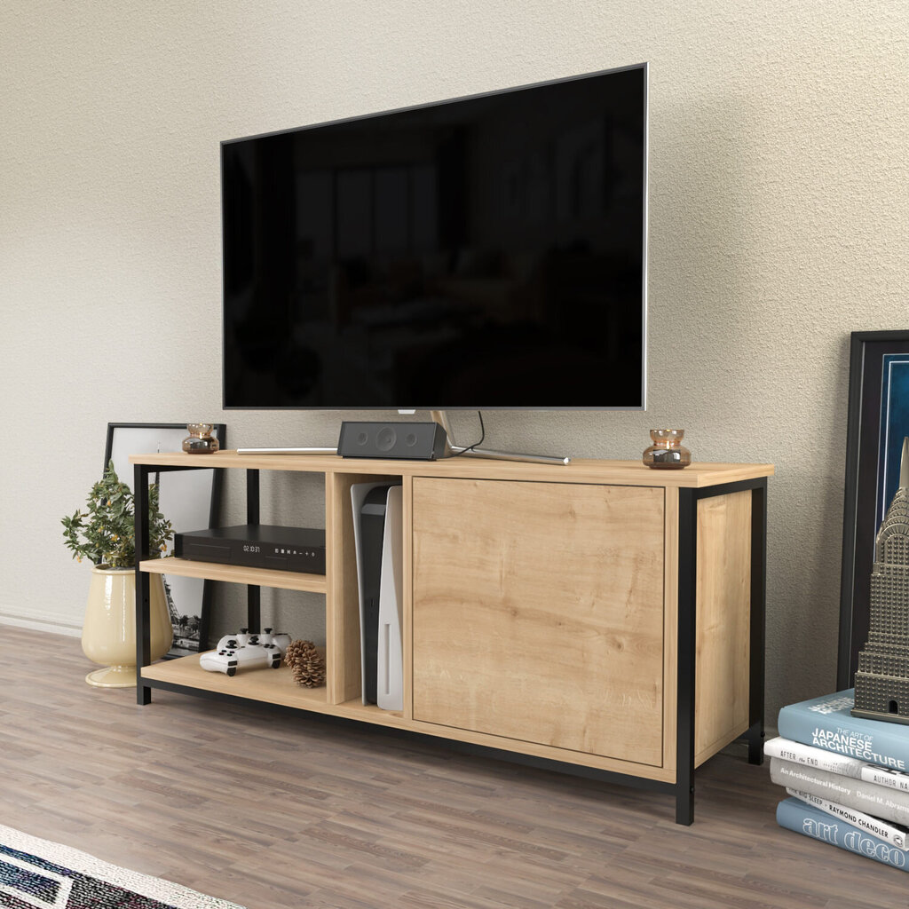 TV galdiņš Asir, 120x35,3x50,8 cm, bēšs/melns цена и информация | TV galdiņi | 220.lv