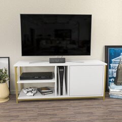 TV galdiņš Asir, 120x35,3x50,8 cm, zelts/balts cena un informācija | TV galdiņi | 220.lv