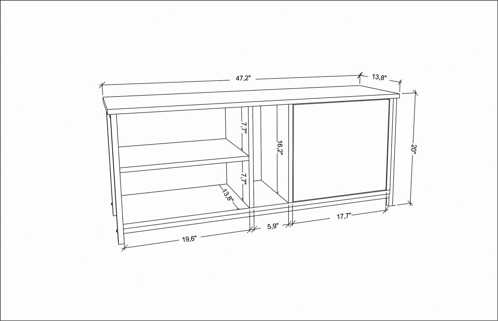 TV galdiņš Asir, 120x35,3x50,8 cm, balts/brūns cena un informācija | TV galdiņi | 220.lv