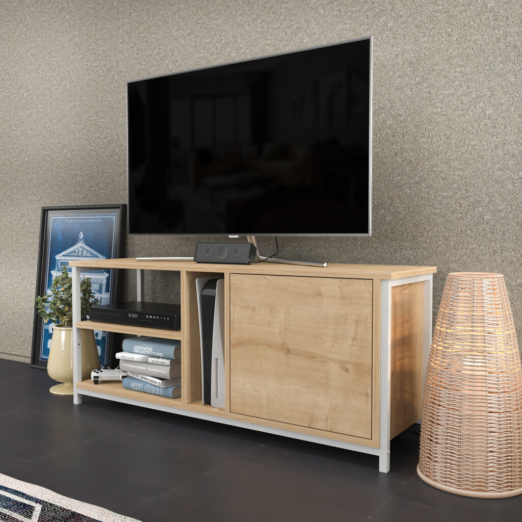 TV galdiņš Asir, 120x35,3x50,8 cm, balts/brūns цена и информация | TV galdiņi | 220.lv