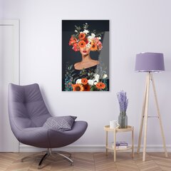Картина из закаленного стекла - девушка и цветы цена и информация | Картины | 220.lv