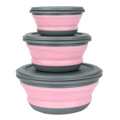 Силиконовая миска с крышкой, 3 шт./компл., розовая цена и информация | Посуда для хранения еды | 220.lv
