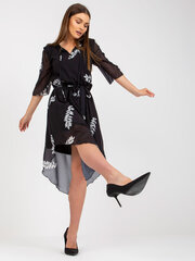 черное асимметричное платье с принтами и окантовкой yareli цена и информация | Платья | 220.lv