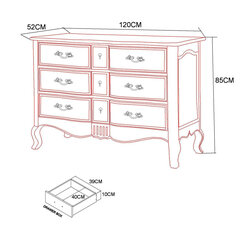 Kumode L17 Venezia Bianco, 127 x 52 x 85 cm, bēša cena un informācija | Kumodes | 220.lv