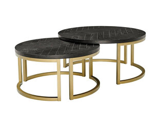 2 kafijas galdiņu komplekts L17 Seville, melns/zelts cena un informācija | Žurnālgaldiņi | 220.lv