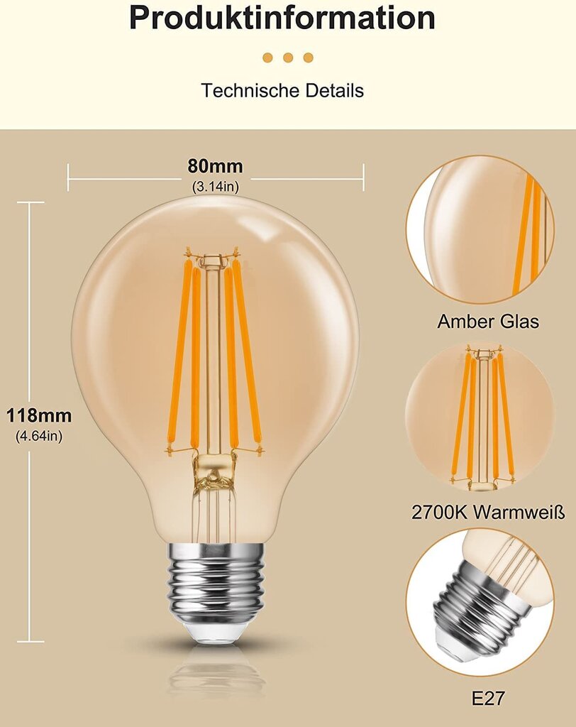 LED lampas Fulighture, E27, 2 gab. cena un informācija | Spuldzes | 220.lv