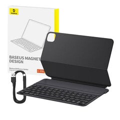 Baseus iPad Pro 12.9 2019/2020/2021/2022 korpuss Brilliance ar BT 5.3 tastatūru un Type-C kabeli, melns P40112602111-04 cena un informācija | Somas, maciņi | 220.lv