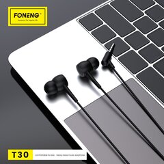 Foneng Earphones T30 with microphone black цена и информация | Наушники | 220.lv