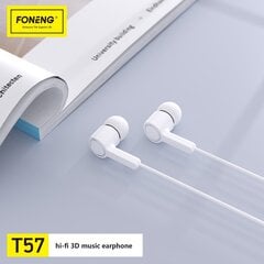 Foneng Earphones T57 with microphone black цена и информация | Наушники | 220.lv