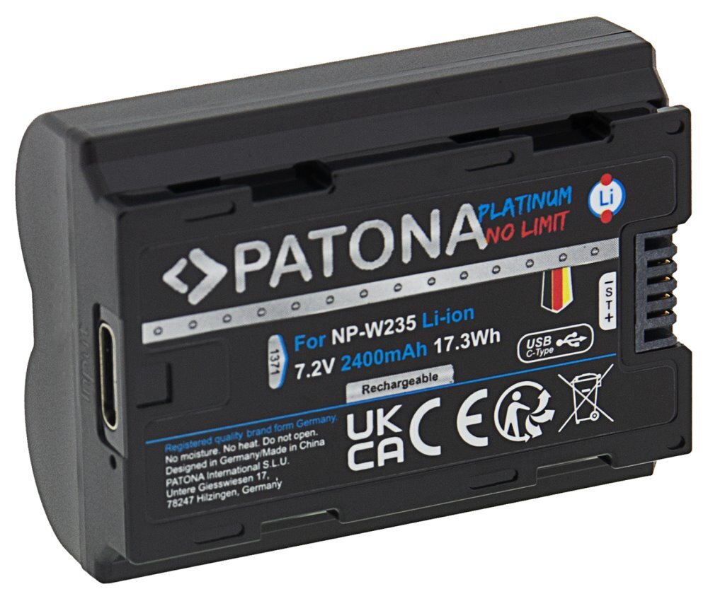 Patona akumulators pro foto Fuji NP-W235 2400mAh Li-Ion Platinum USB-C cena un informācija | Akumulatori fotokamerām | 220.lv